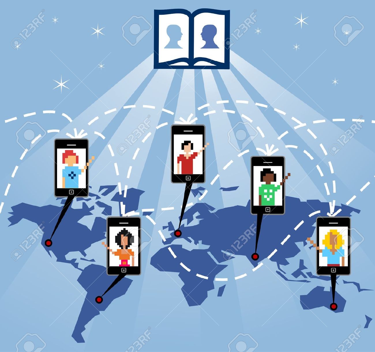 8719393-the-mobile-phone-connects-people-worldwide-through-the-social-network-stock-vector-2