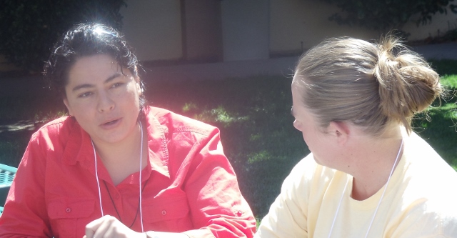 driana Calzada, CCVI speaks to Beth Kowal, OSF at the July 2013 Gathering.