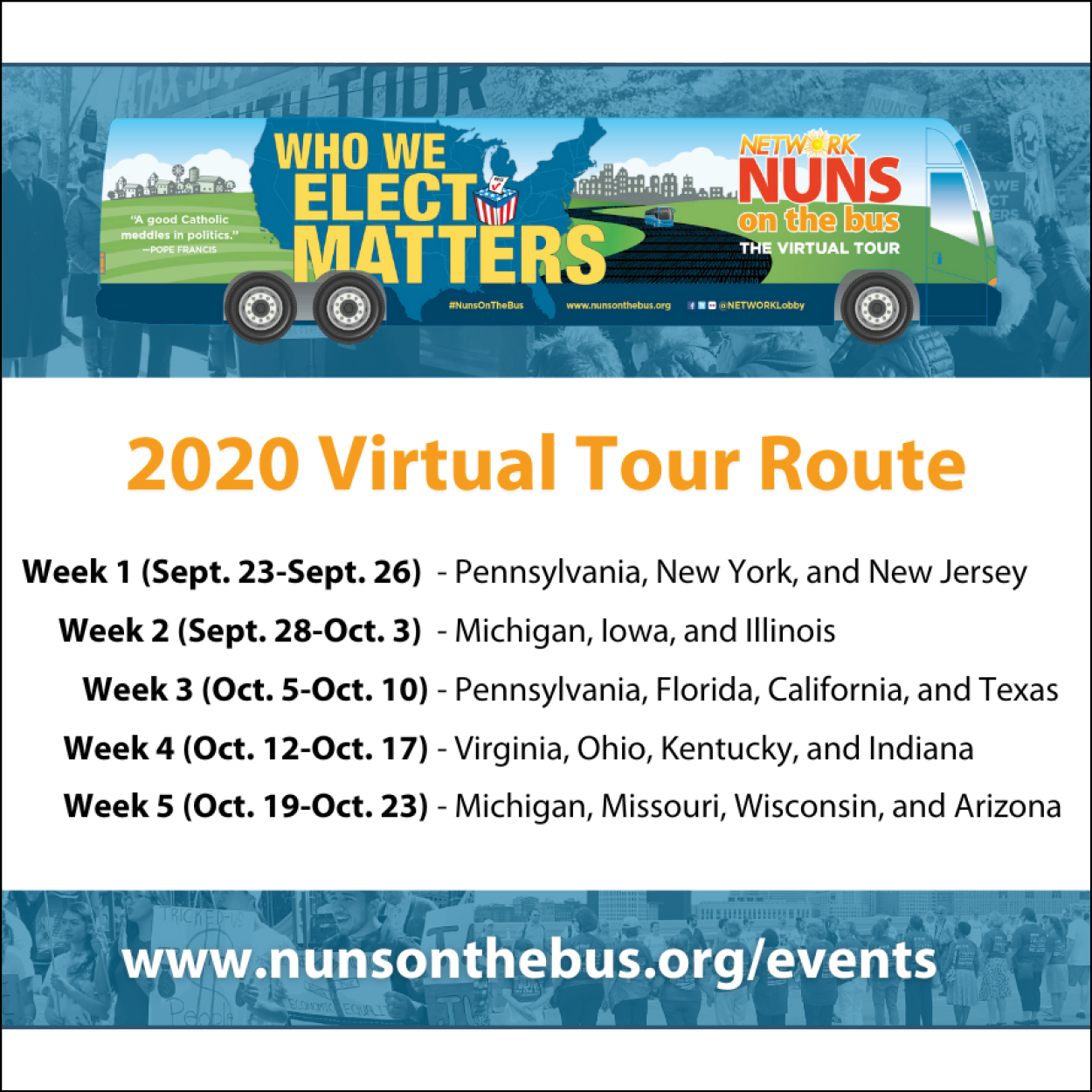 Ten Giving Voice Sisters join Nuns on the Bus Virtual Tour this fall